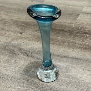 Vintage ASEDA Sweden Blue Art Glass Bubble Bud Vase approx 10.5"H